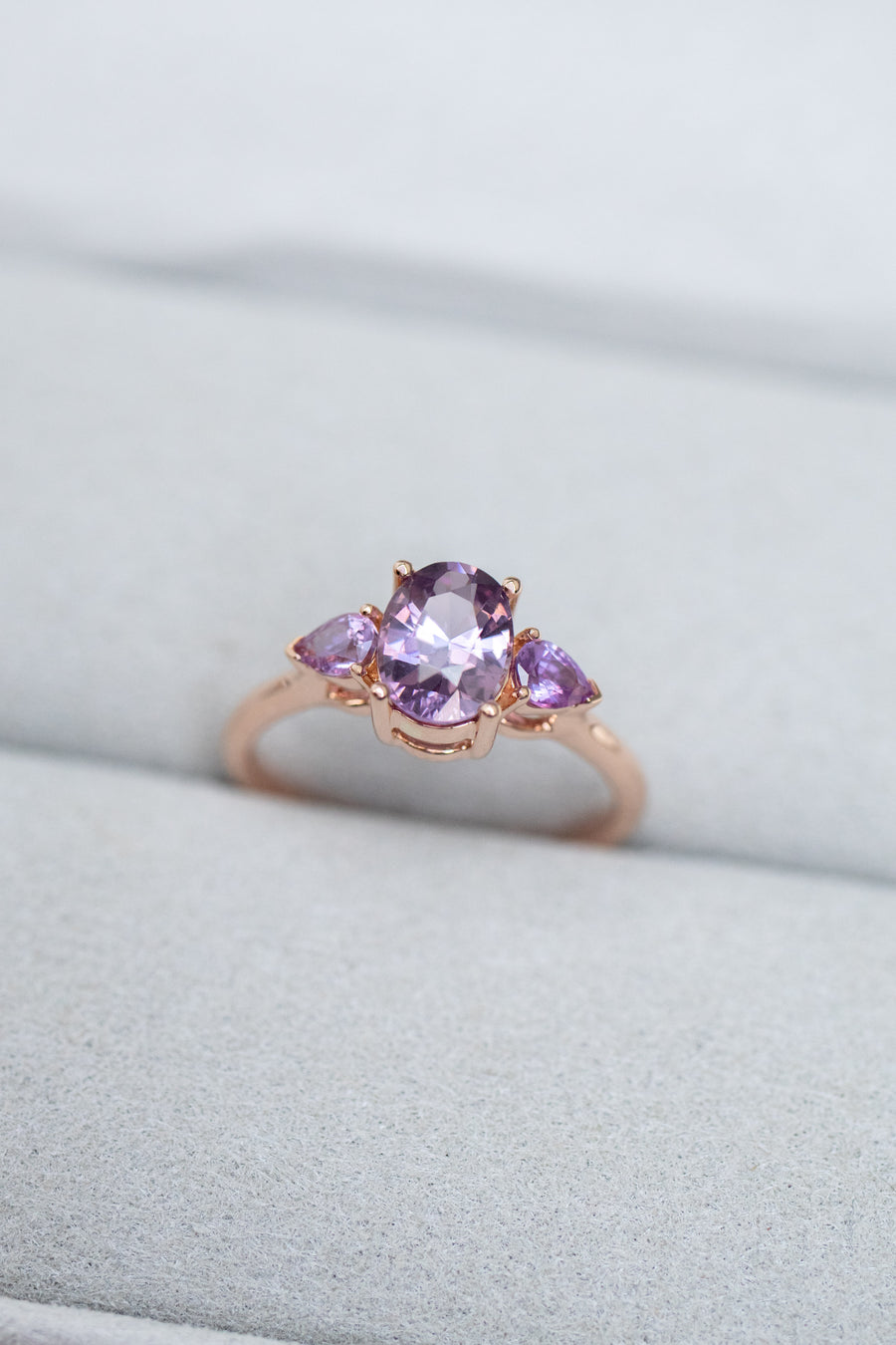 1.20ct Oval Purple Spinel & Sapphire 18K Rose Gold Ring