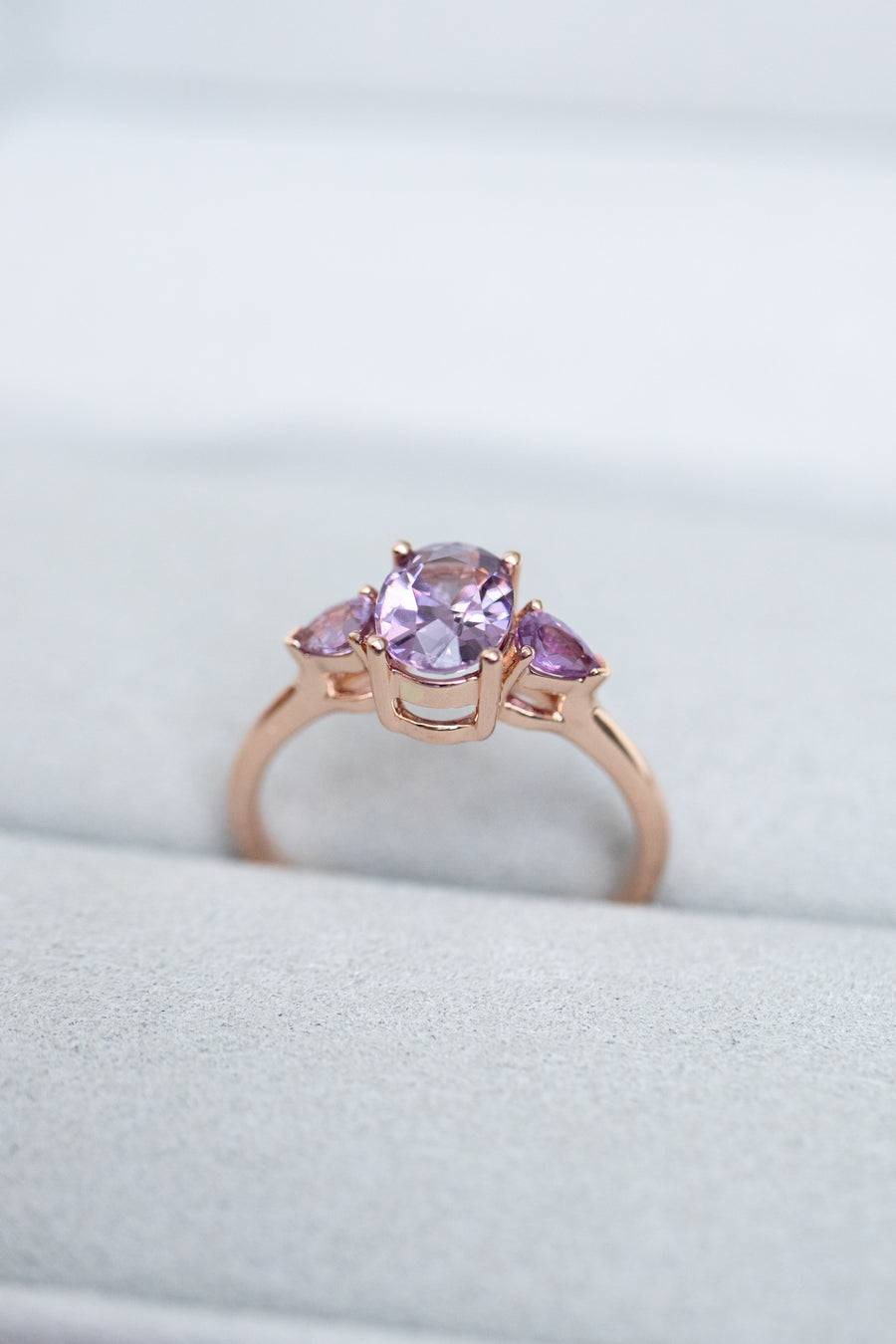 1.20ct Oval Purple Spinel & Sapphire 18K Rose Gold Ring