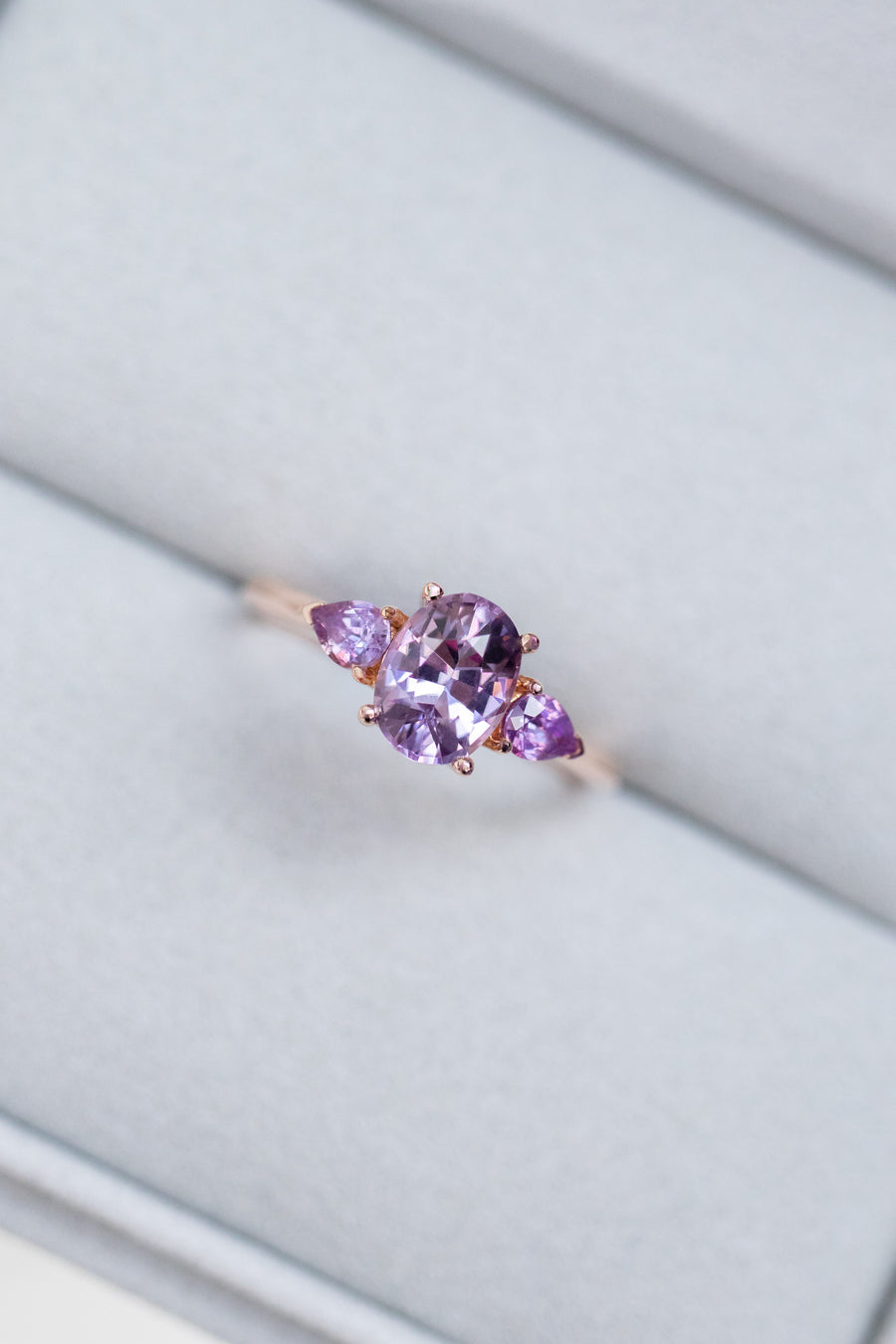 1.20ct Oval Purple Spinel & Sapphire 18K Rose Gold Ring