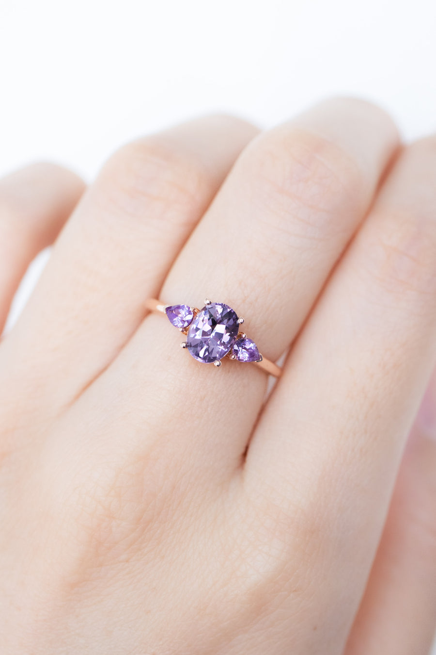 1.20ct Oval Purple Spinel & Sapphire 18K Rose Gold Ring