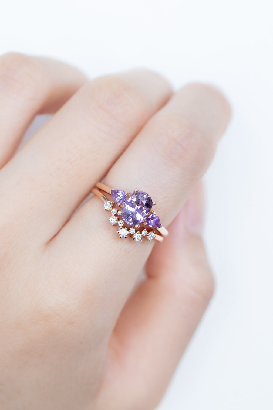 1.20ct Oval Purple Spinel & Sapphire 18K Rose Gold Ring