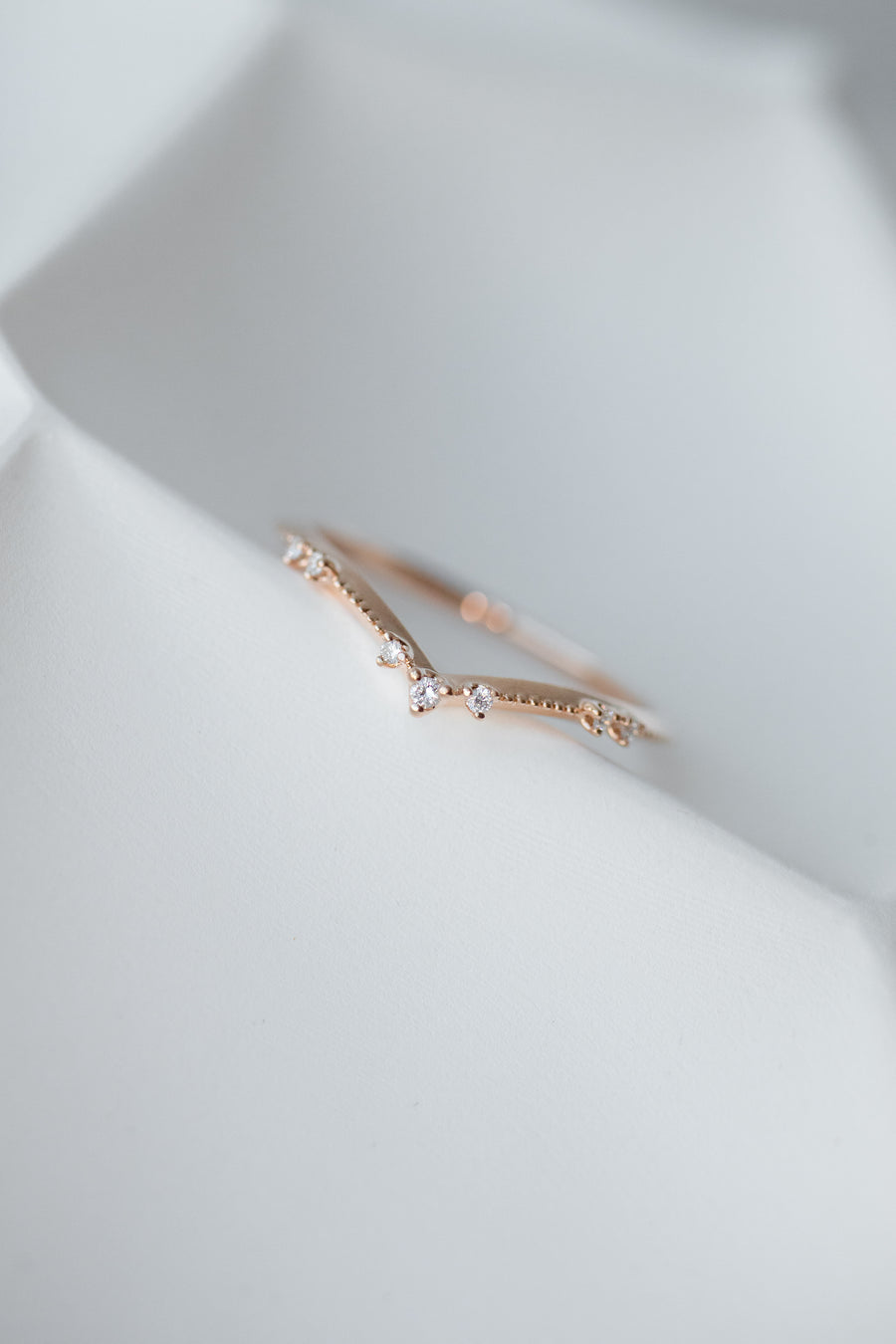 Top Quality Diamond Little V shape Stacking Ring