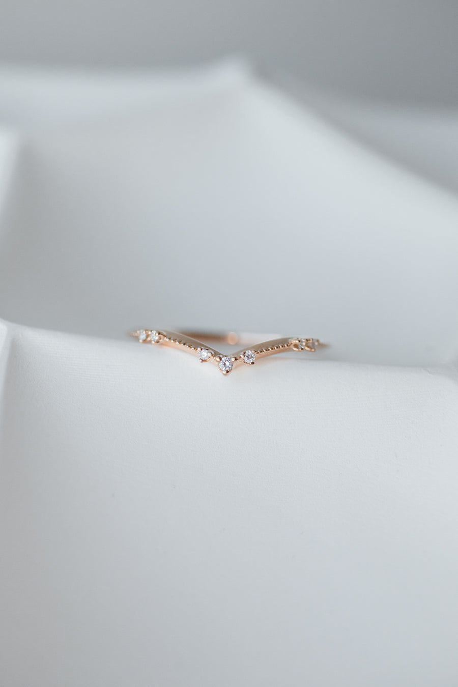 Top Quality Diamond Little V shape Stacking Ring