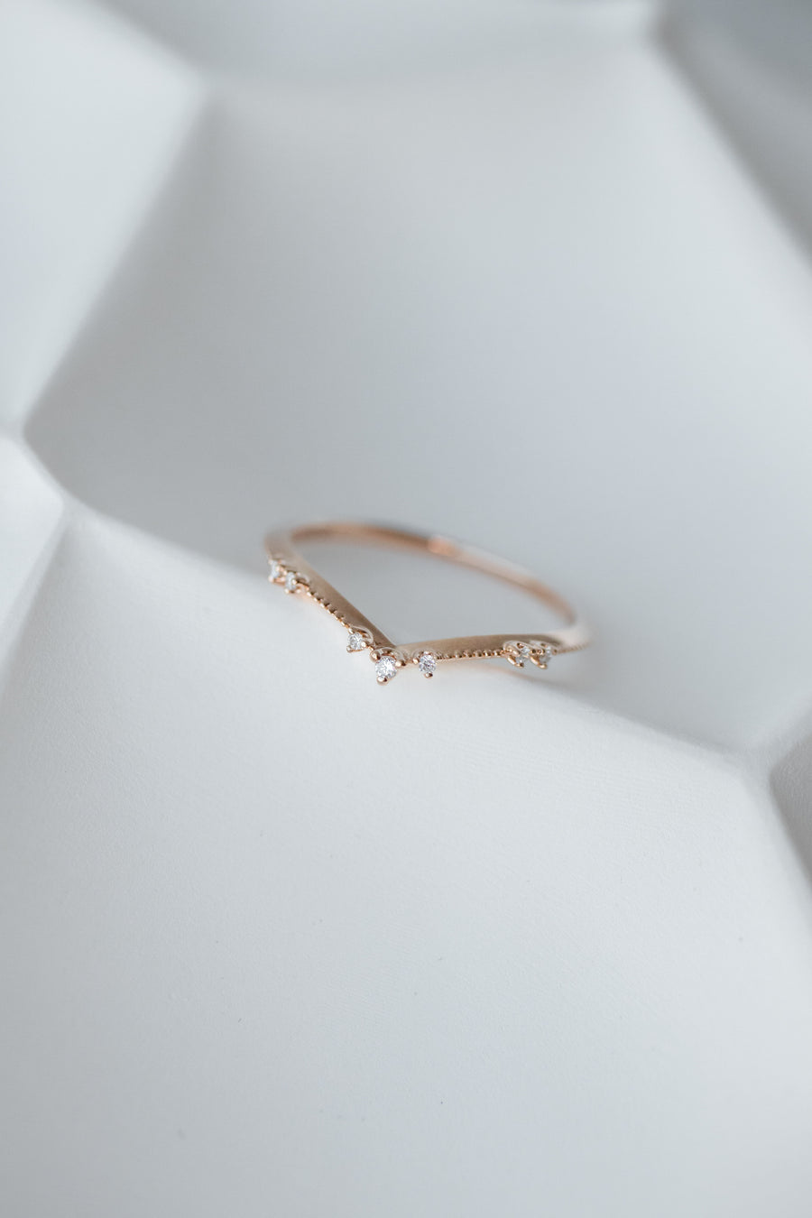 Top Quality Diamond Little V shape Stacking Ring