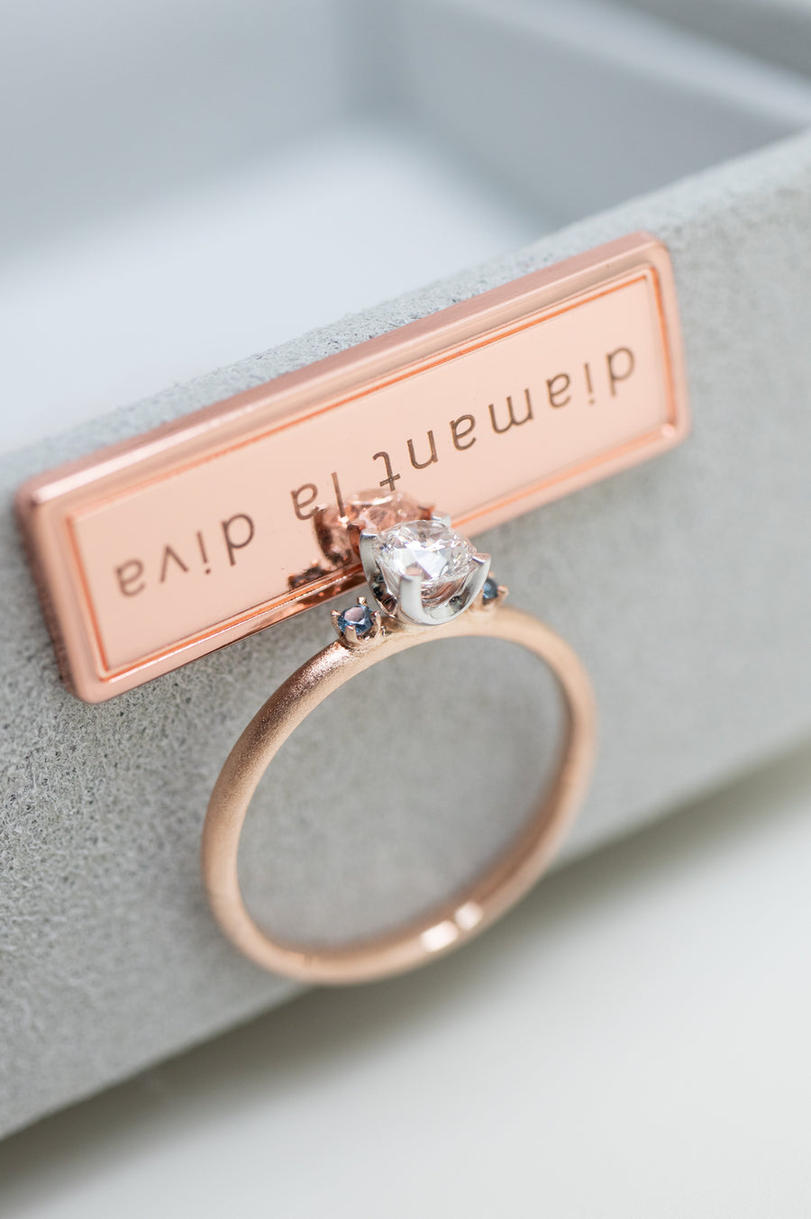 Tu es celui-là 0.30ct Diamond(With GIA Certificate) & sapphire 18K Rose Gold Ring