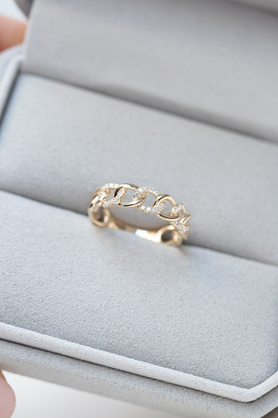 Cuban Chain 14K/18K Gold Diamond Ring